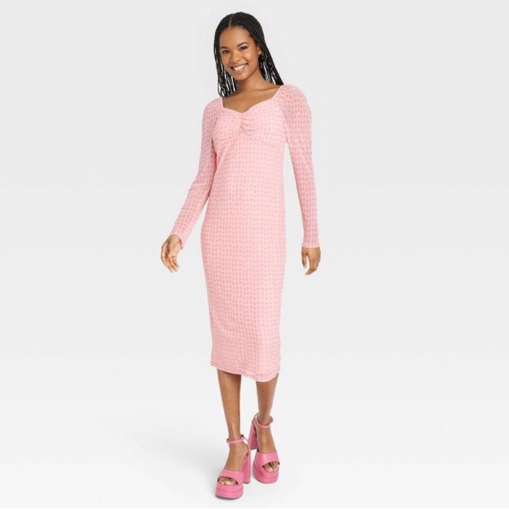 New House Of Aama Sweetheart Neck A-Line Dress - Pink. Large — image 2 of 8